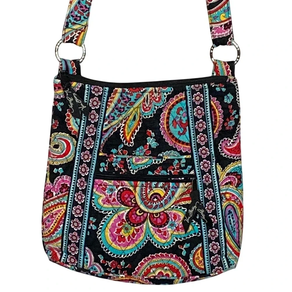 Vera Bradley Womens Parisian Paisley Crossbody Bag Floral Quilted Boho Casual